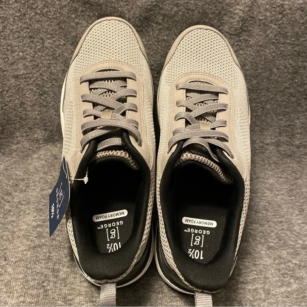 Mens‎ Gray and Black Low-Top Sneakers with Cushioned Sole George 10.5